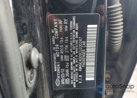 2012 Hyundai Genesis 3.8L z USA, uszkodzony, nr VIN KMHGC4DD9CU200247